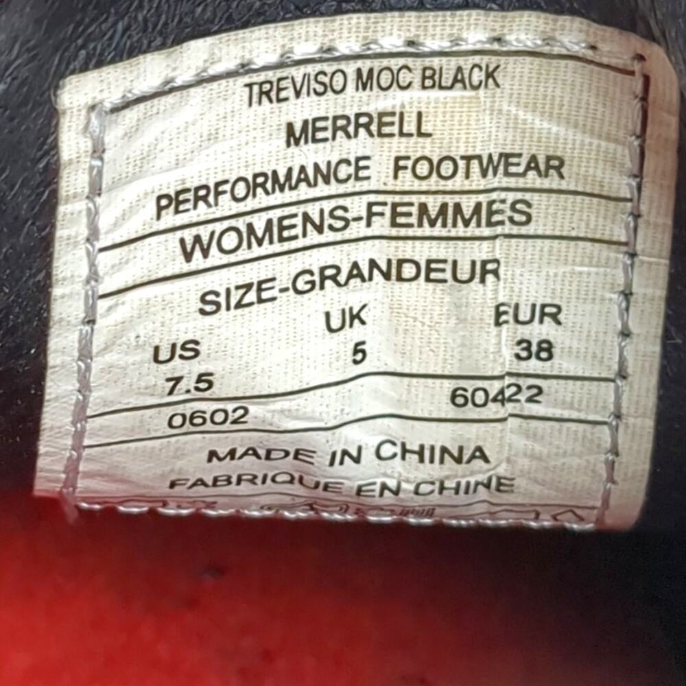 Merrell Moc Shoes Womens 7.5 Slip On Black Leather Suede Treviso Comfort Casual - Picture 8 of 8